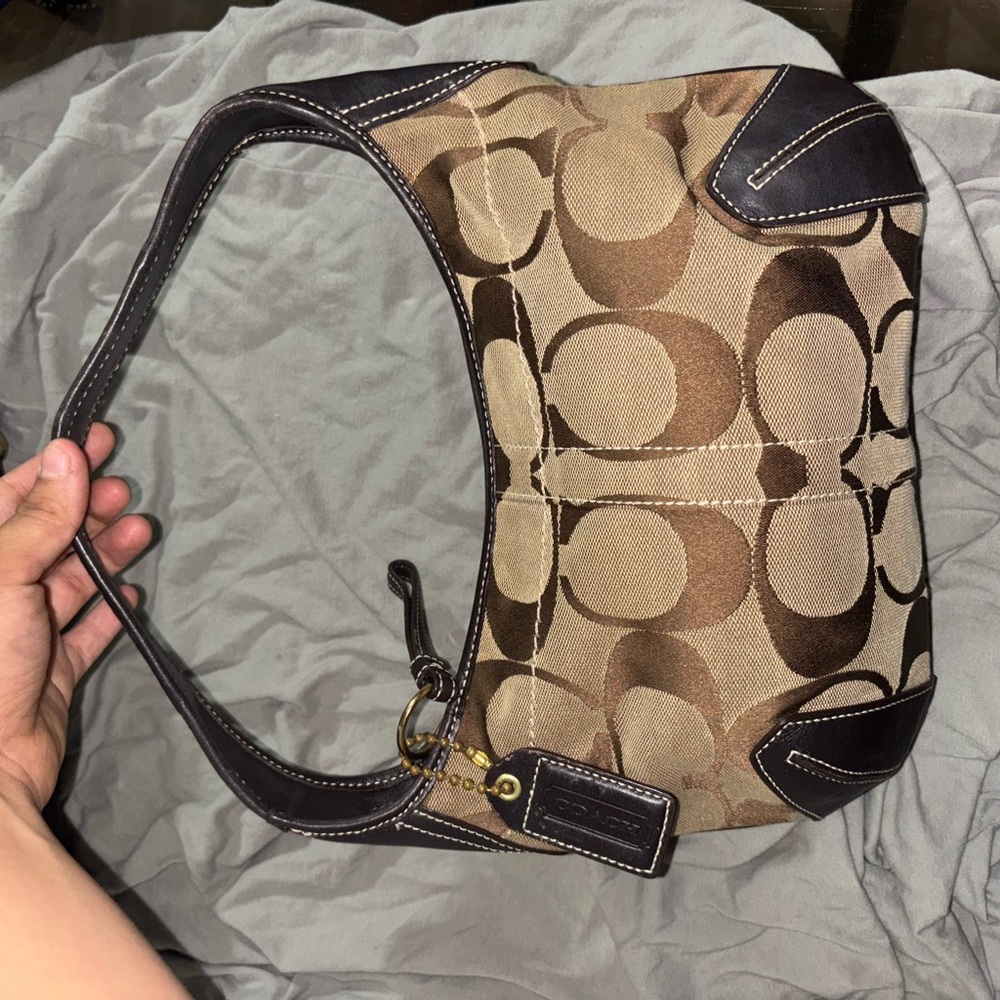 Brown and Tan Designer Shoulder Bag